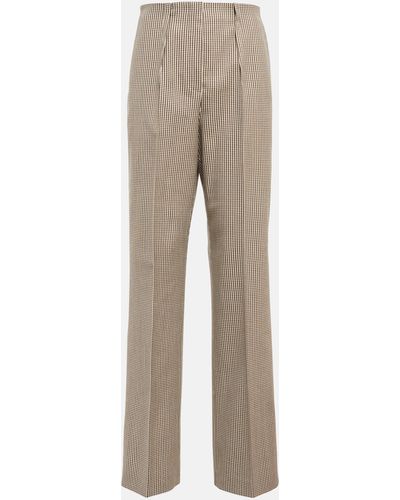 Fendi Houndstooth High-rise Straight Pants - Natural