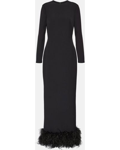 Safiyaa Feather-trimmed Crepe Gown - Black