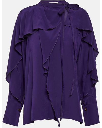 Victoria Beckham Ruffled Silk Blouse - Purple
