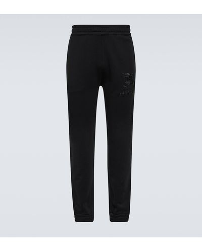 Burberry Embroidered Cotton Sweatpants - Black