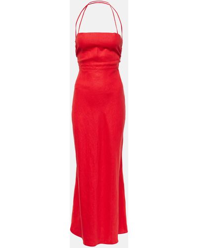 Faithfull The Brand Garcia Linen Maxi Dress - Red
