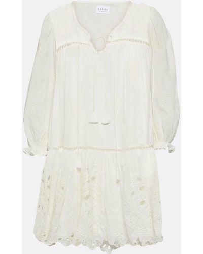 Velvet Renee Embroidered Cotton Minidress - White