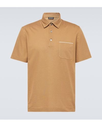 Zegna Cotton Pique Polo Shirt - Natural