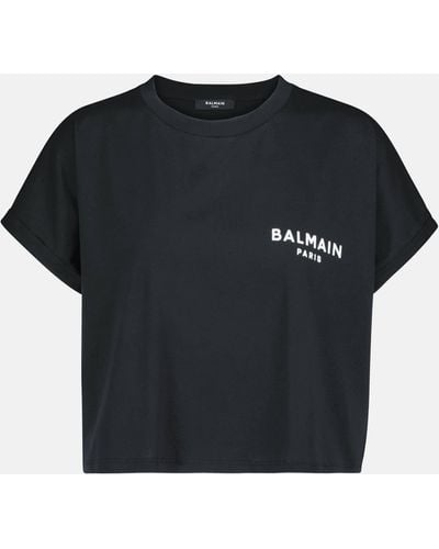 Balmain Logo Cotton Jersey T-shirt - Black