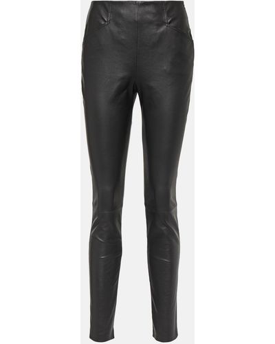 Victoria Beckham Leather Slim Pants - Grey