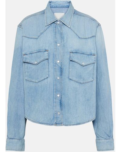 Citizens of Humanity Cropped Cotton Denim Shirt - Blue