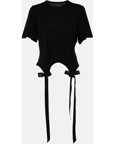 Simone Rocha Bow-detail Cotton Jersey T-shirt - Black