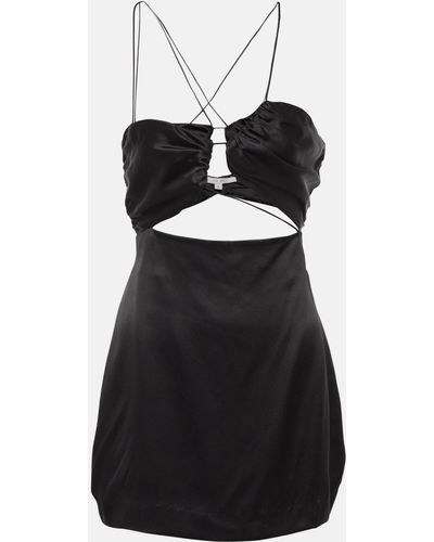 The Sei Asymmetrical Silk Satin Minidress - Black