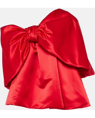 Simone Rocha Bow-detail Off-shoulder Satin Top - Red