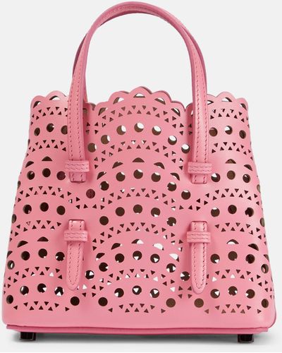 Alaïa Mina 16 Vienne Wave Leather Tote Bag - Pink