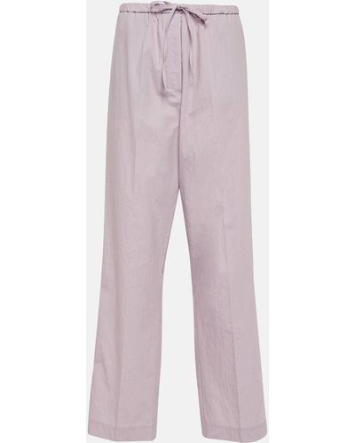 Totême High-rise Straight Cotton-blend Pants - Pink