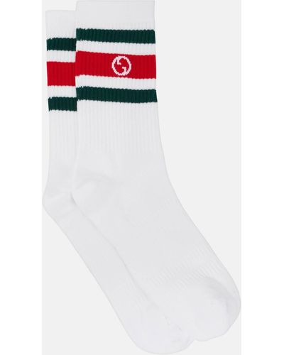 Gucci Logo-embroidered Cotton-blend Socks - White