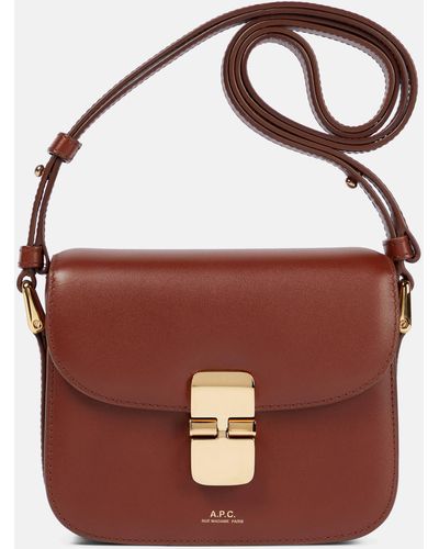A.P.C. Grace Mini Leather Shoulder Bag - Brown