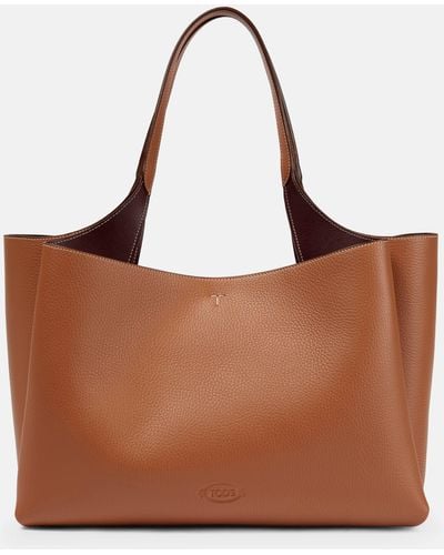 Tod's Medium Leather Tote Bag - Brown