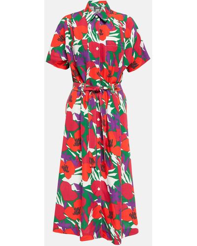 A.P.C. Belted Floral Midi Dress - Red