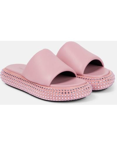 JW Anderson Embellished Leather Platform Sandals - Pink