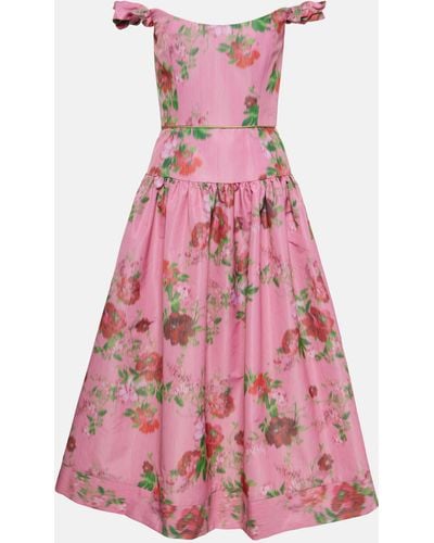 Markarian Giorgia Floral Off-shoulder Midi Dress - Pink