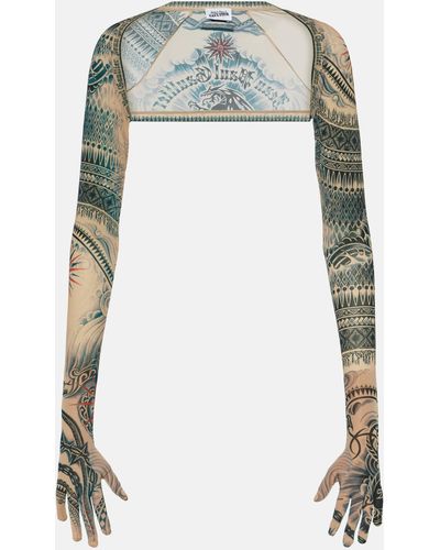 Jean Paul Gaultier Tattoo Collection Printed Gloves - Multicolour