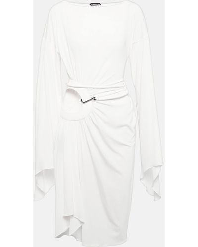 Tom Ford Belted Cutout Jersey Minidress - White