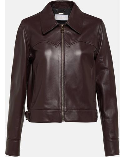 Chloé Leather Jacket Casual Jackets, Parka - Brown