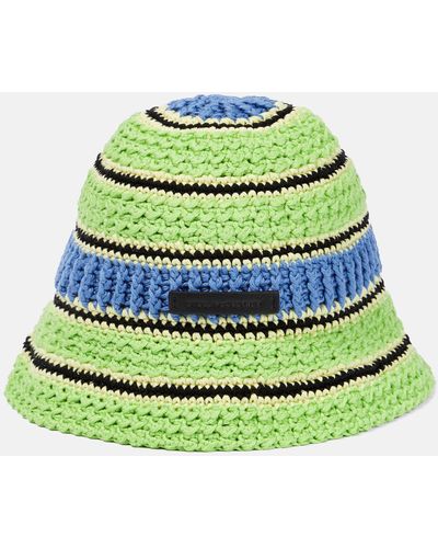 Stella McCartney Logo Cotton Crochet Bucket Hat - Green