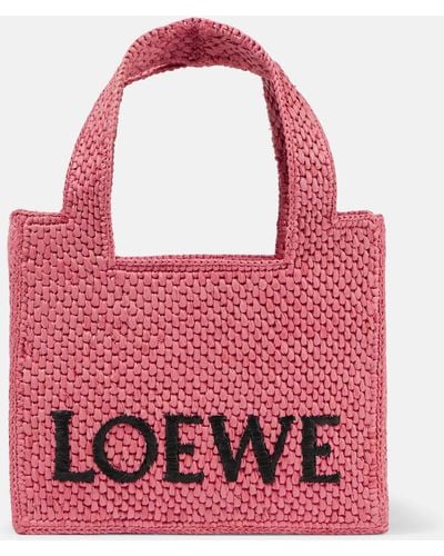 Loewe Paula's Ibiza Font Mini Raffia Tote Bag - Red
