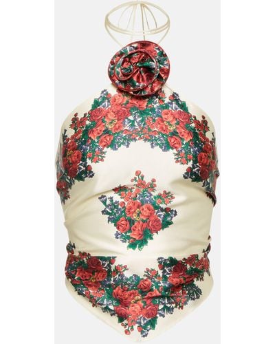 Magda Butrym Floral-applique Silk Top - Multicolour