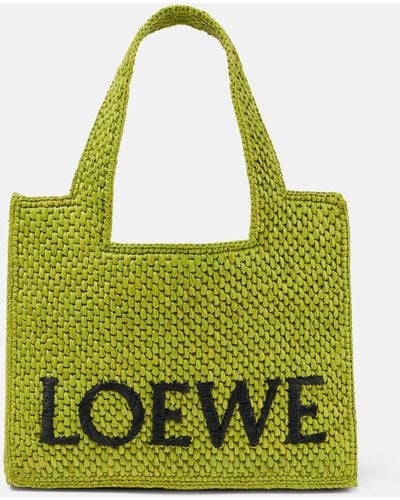 Loewe Paula's Ibiza Font Small Raffia Tote Bag - Green