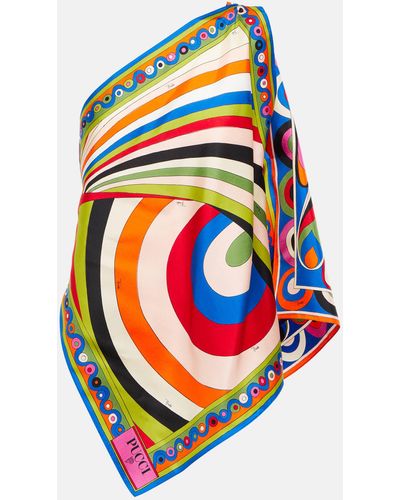 Emilio Pucci Printed One-shoulder Silk Top - Multicolour