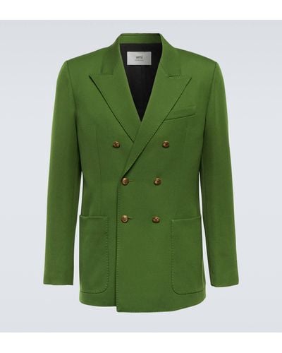 Ami Paris Double-breasted Wool Blazer - Green
