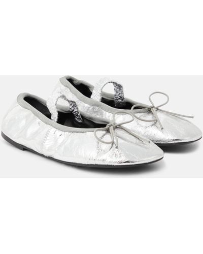 Proenza Schouler Metallic Leather Ballet Flats - White