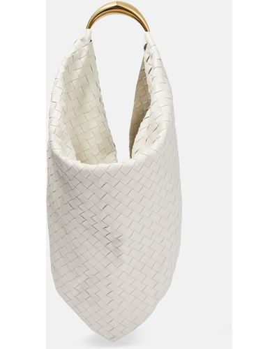 Bottega Veneta Foulard Intrecciato Leather Shoulder Bag - White