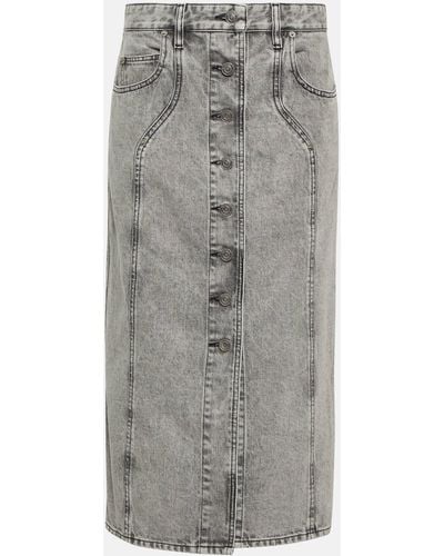 Isabel Marant Vandy Denim Midi Skirt - Grey