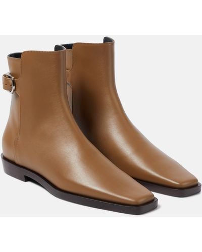 Totême The Belted Leather Ankle Boots - Brown