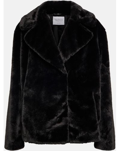 Velvet Raquel Faux Fur Coat - Black