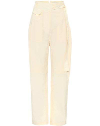 Low Classic High-rise Straight Cotton Pants - Natural