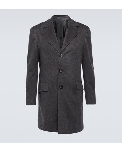 Kiton Single-breasted Cashmere Coat - Black
