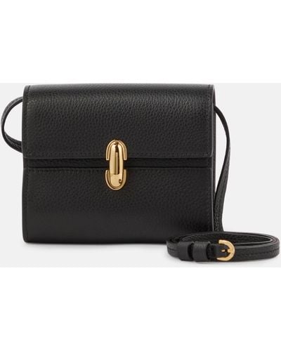 SAVETTE Symmetry Leather Wallet With Strap - Black