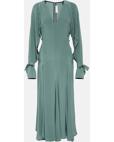 Victoria Beckham Trench Cutout Silk Midi Dress - Green