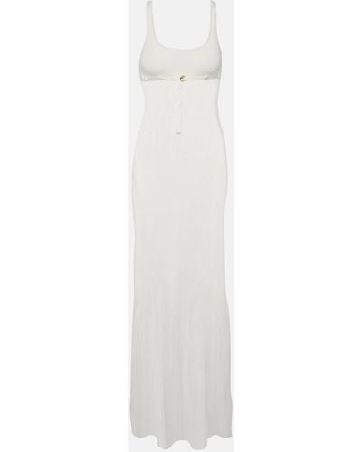 Jacquemus Robe Maille Oranger Ribbed-knit Maxi Dress - White