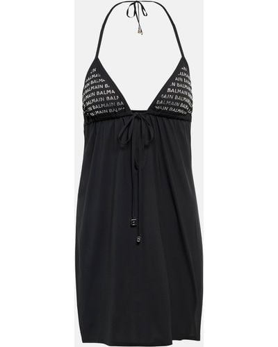 Balmain Embellished Halterneck Minidress - Black