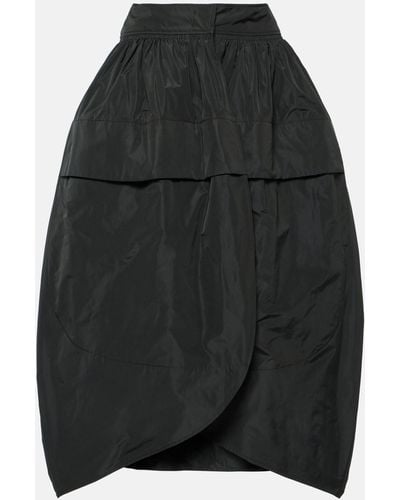 Jil Sander Gathered High-rise Taffeta Midi Skirt - Black