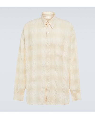 Our Legacy Borrowed Cotton And Linen Check Shirt - White
