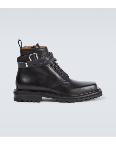 Dries Van Noten Leather Combat Boots - Black