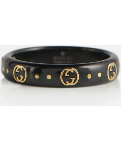 Gucci Icon 18kt Gold And Corundum Ring - Black