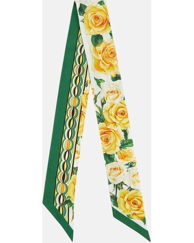 Dolce & Gabbana Floral Silk Scarf - Yellow