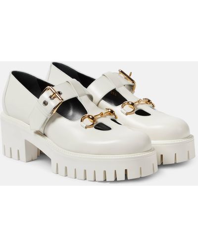 Gucci Horsebit Leather Platform Loafers - White