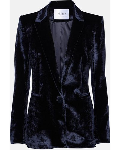 Galvan London Sculpted Velvet Blazer - Black