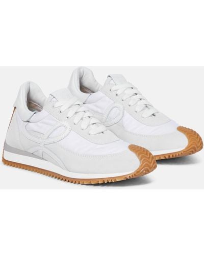 Loewe Flow Runner Monogram Leather And Shell Sneakers - White