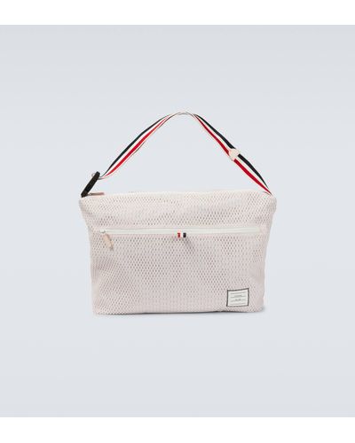 Thom Browne Mesh And Leather Shoulder Bag - White